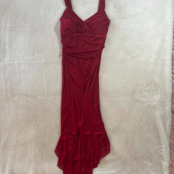 Red Ruched Formal Dress - Picture 2 of 6